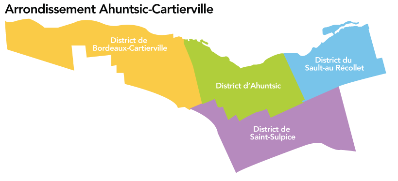 Carte des différents district d'Ahuntsic-Cartierville